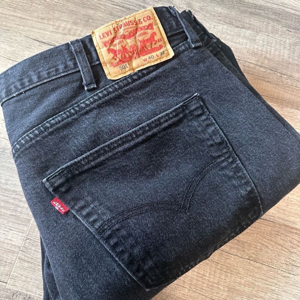Levi's 501 Men's Regular Fit Straight Jeans Black Denim Dark Wash Size W40 L32